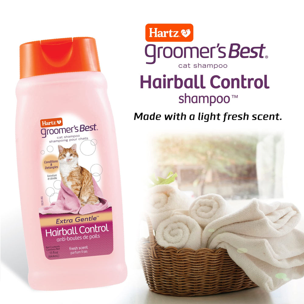 Hartz Groomer's Best Cat Shampoo — mousse lavante, parfum frais pour bain agréable.