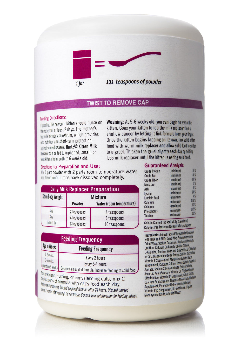 Hartz lait chaton en poudre - formule optimale pour la croissance.