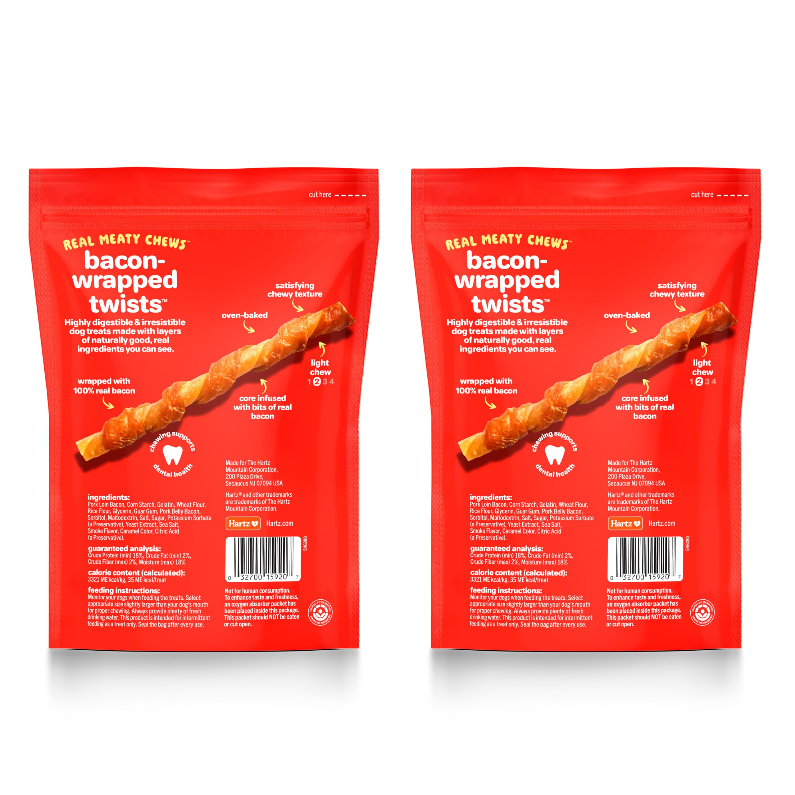 Oinkies Hartz: bacon réel enrobant, goût authentique pour chiens gourmands.
