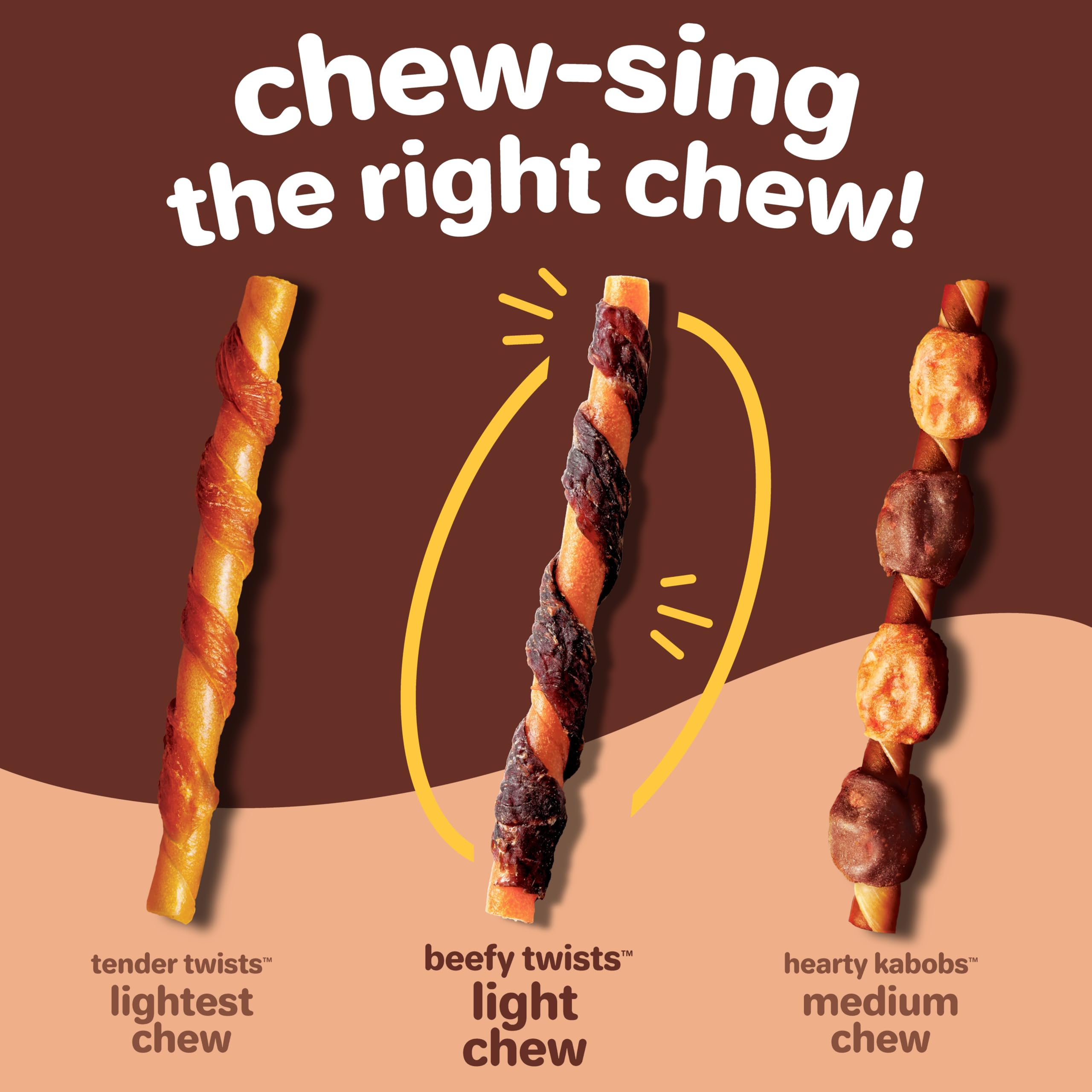Hartz Oinkies Beefy Twists sans-peau-boeuf pour digestion facilitée.