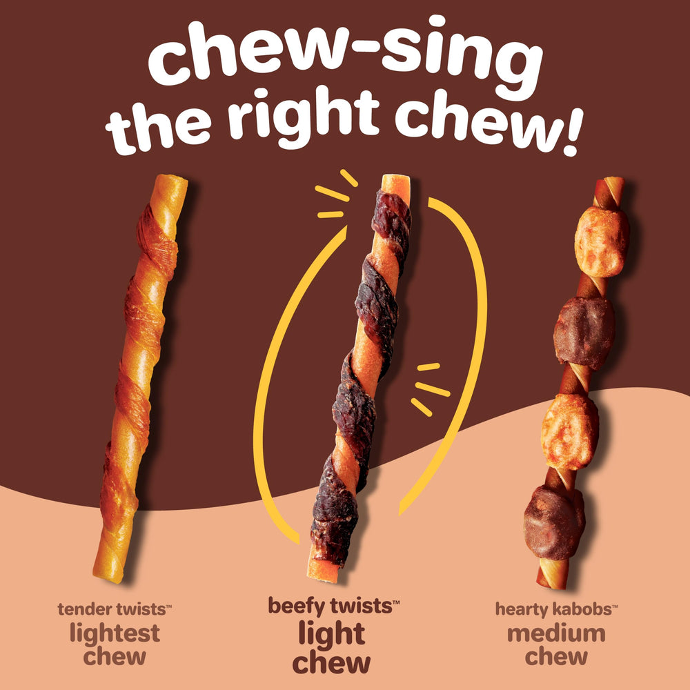 Hartz Oinkies Beefy Twists sans-peau-boeuf pour digestion facilitée.