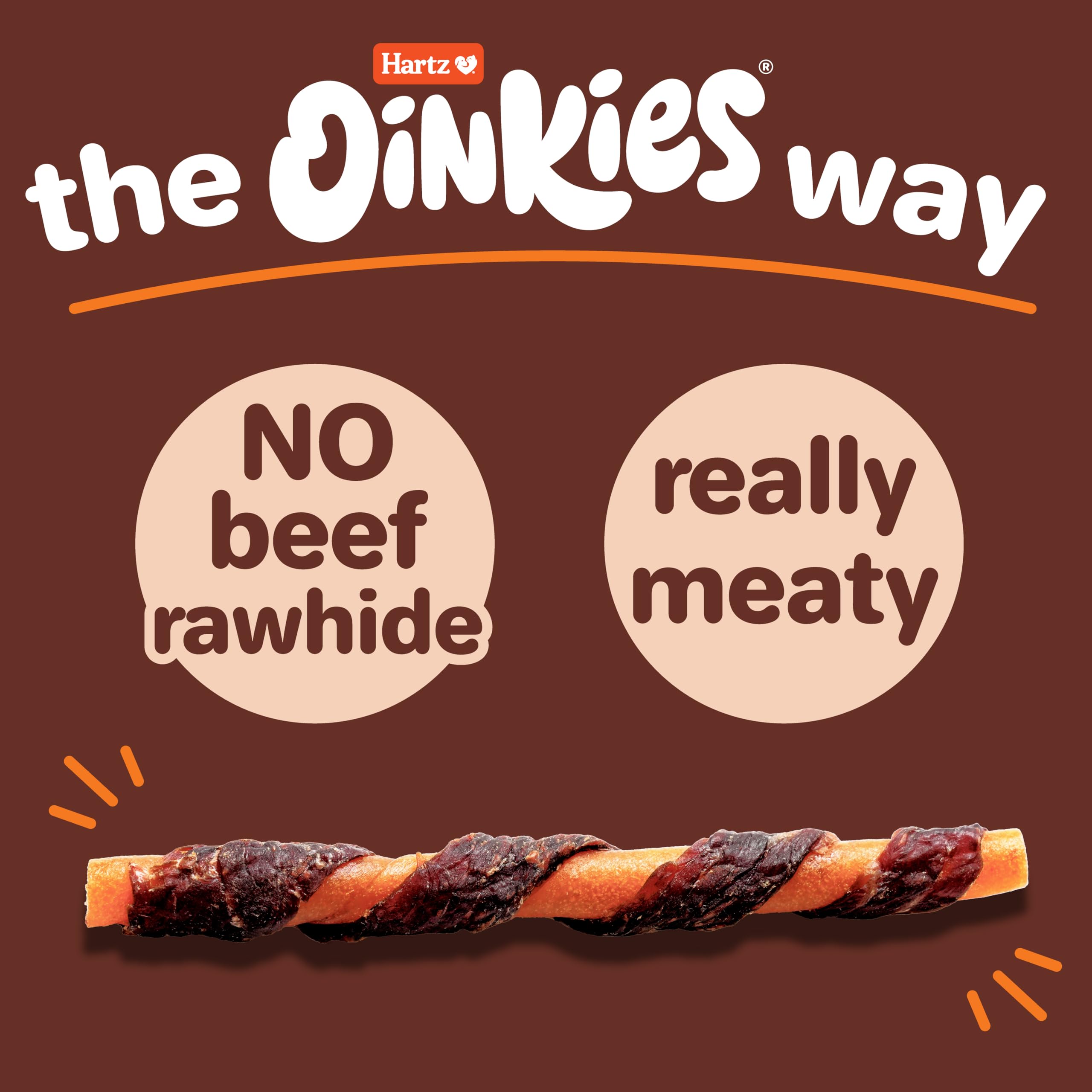 Hartz Oinkies Beefy Twists texture-mordillure incite à mâcher.