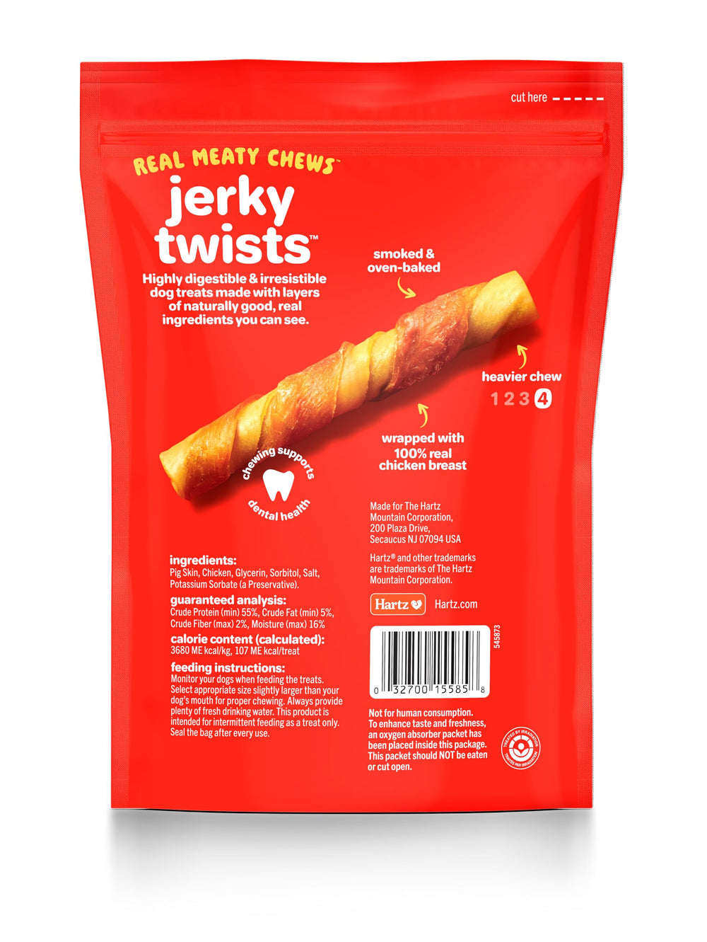 Hartz Oinkies Jerky Twists: ingrédients-reels, goût authentique pour chien.
