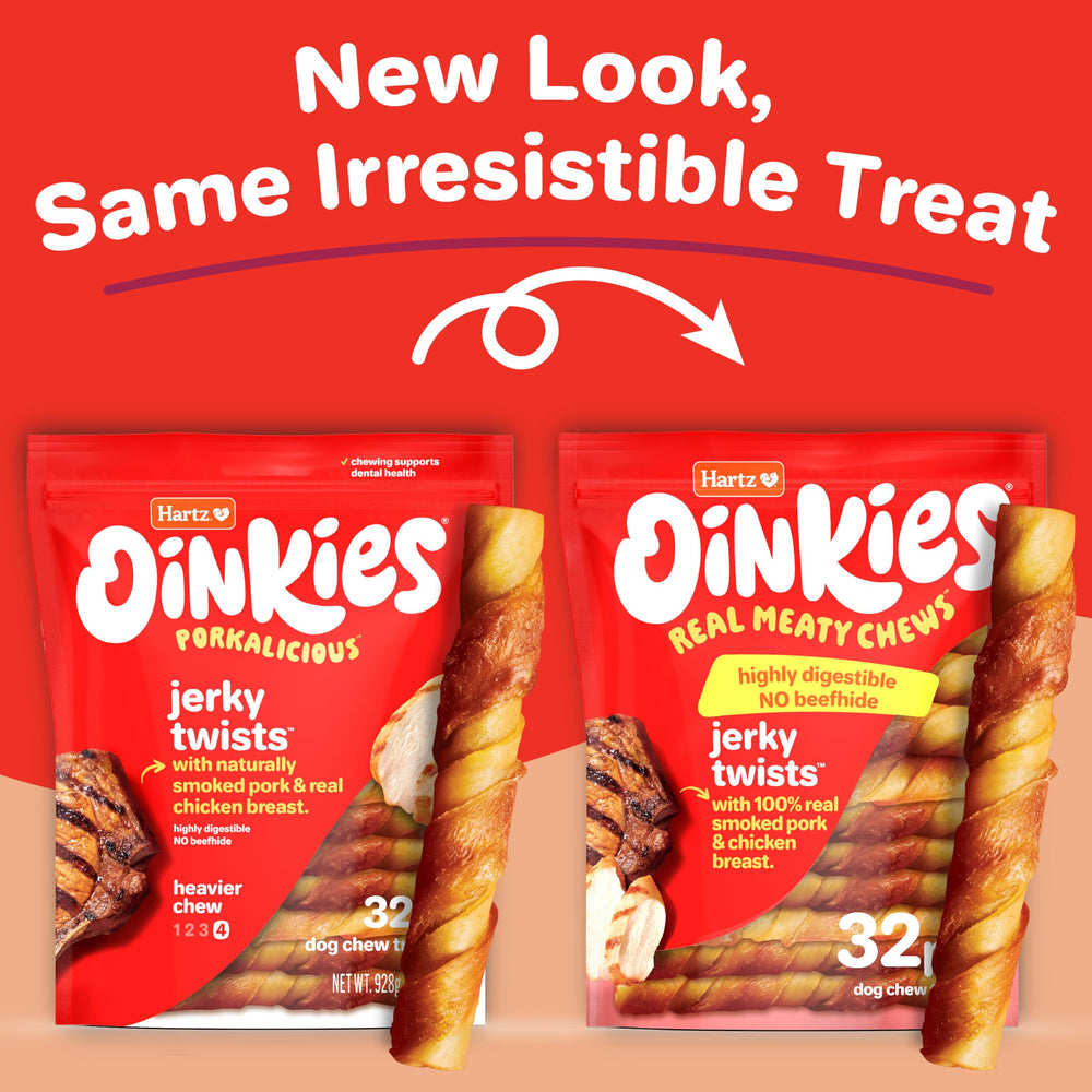 Hartz Oinkies Jerky Twists: poitrine-de-poulet-reelle, goût riche pour chien.