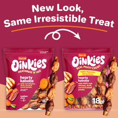 Morceaux poulet reel visibles sur Hartz Oinkies Kabobs.