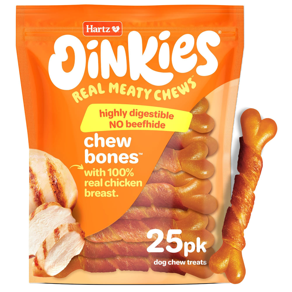 Hartz Oinkies: os à mâcher au poulet réel pour chiens, goût savoureux.
