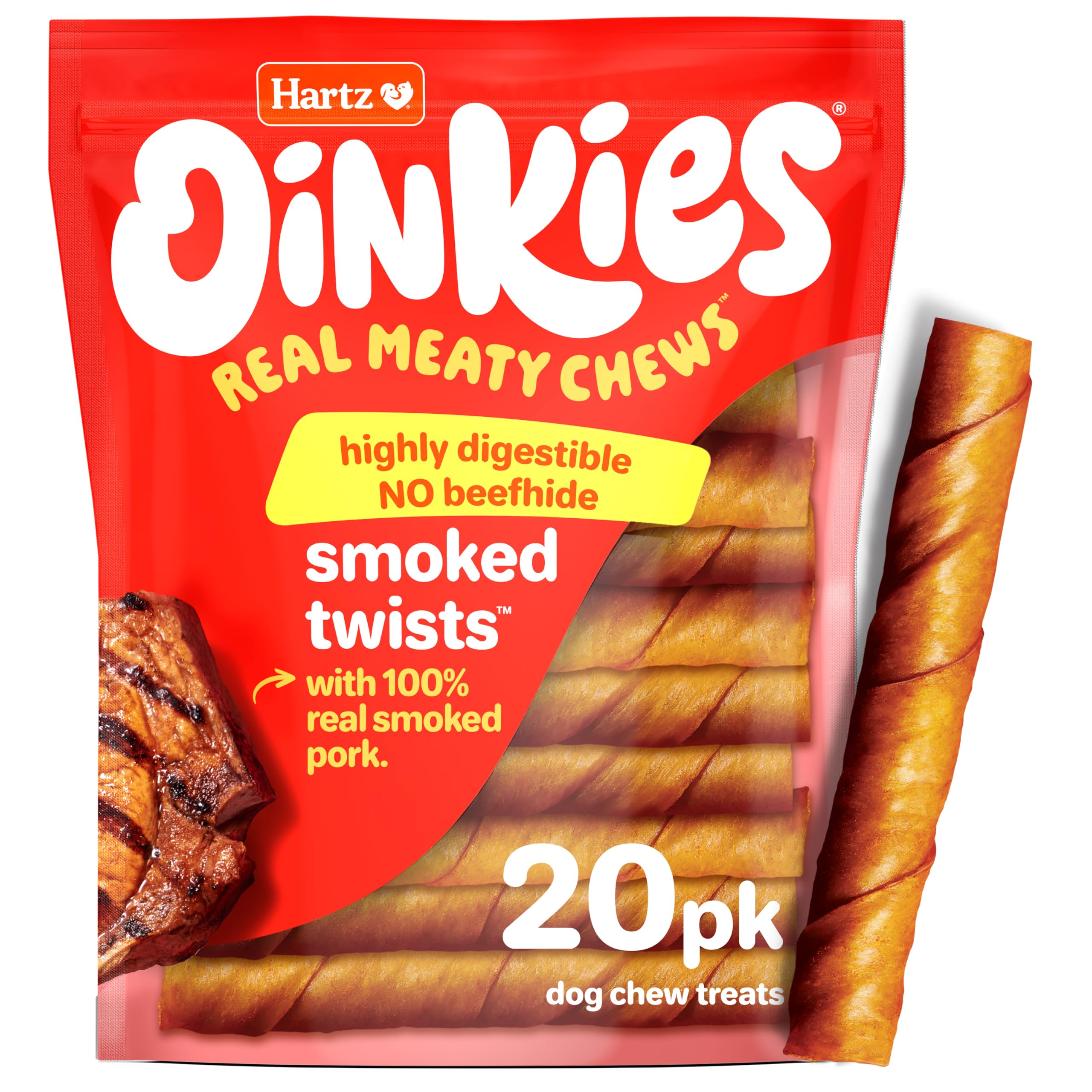 Hartz Oinkies sachet refermable offre fraîcheur et goût fumé.