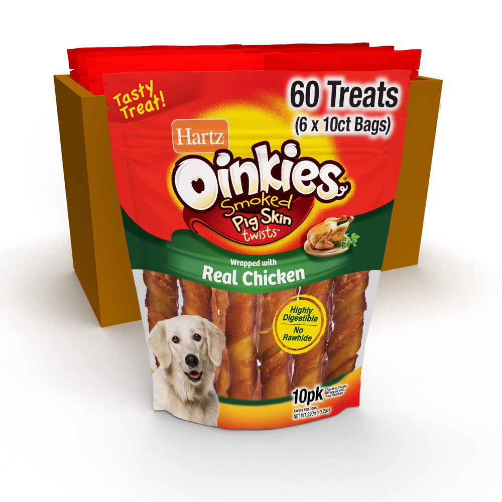 Hartz Oinkies: tiges peau de porc enrobées de poulet fumé, récompense idéale lors de l’entraînement