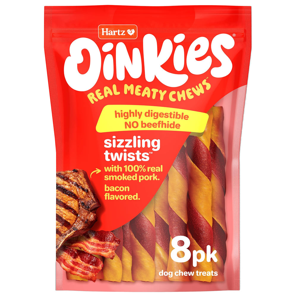 Friandise Hartz Oinkies torsades bacon sans peau de bœuf, savoureuse