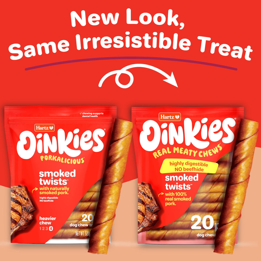 Hartz Oinkies torsades porc fumé, texture attrayante pour mâcher.