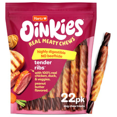 Hartz Oinkies Tranches Tendres emballage attrayant, récompense pratique pour chien.