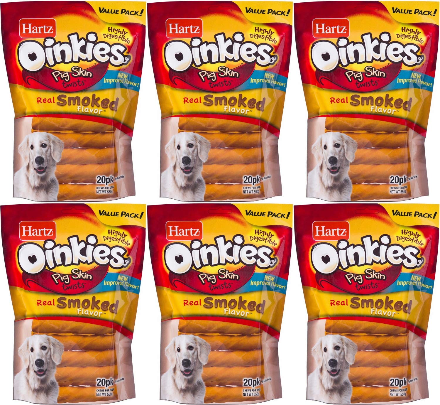 Hartz Oinkies Twists, gros plan sur la texture fumée, appétit assuré.