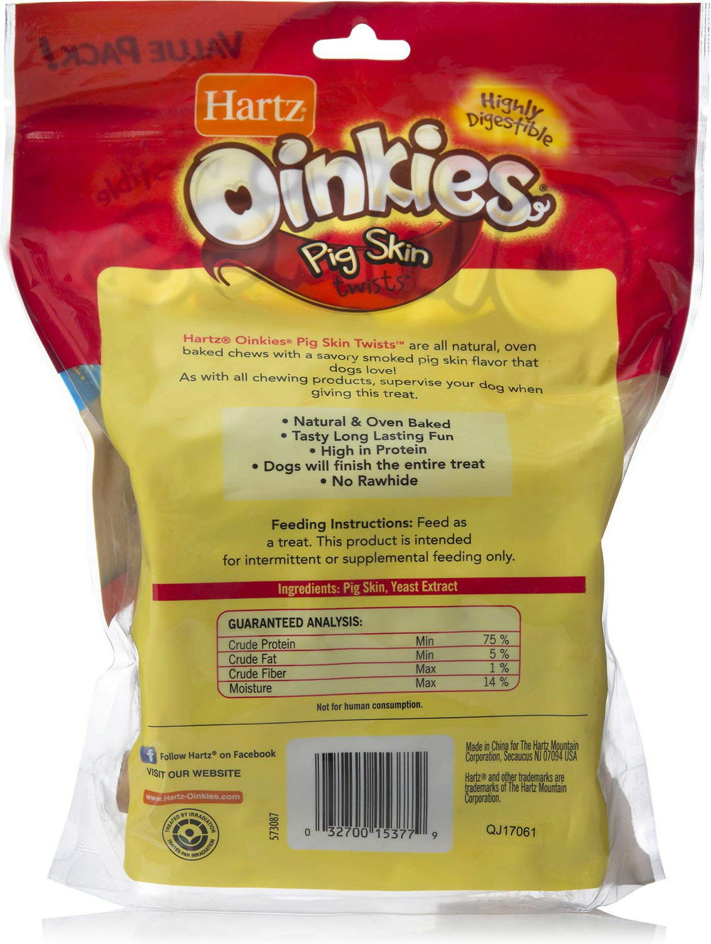 Hartz Oinkies Twists, récompense de mastication pour chien enthousiaste.