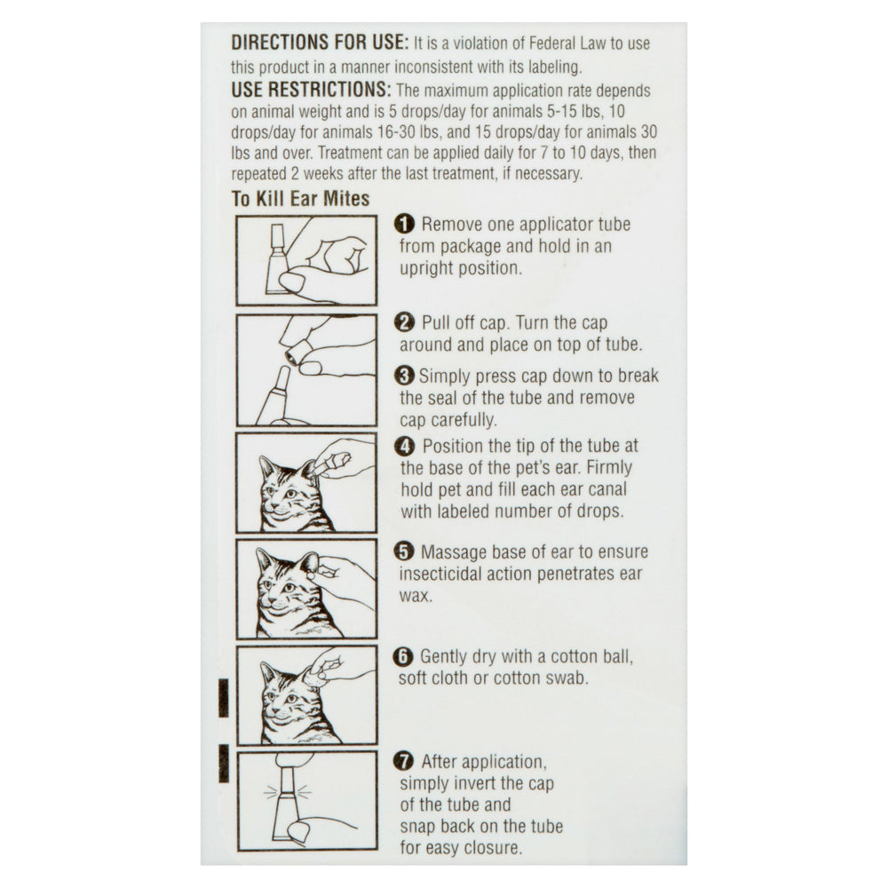 Hartz traitement mites oreilles chat - emballage simple et informations utiles.