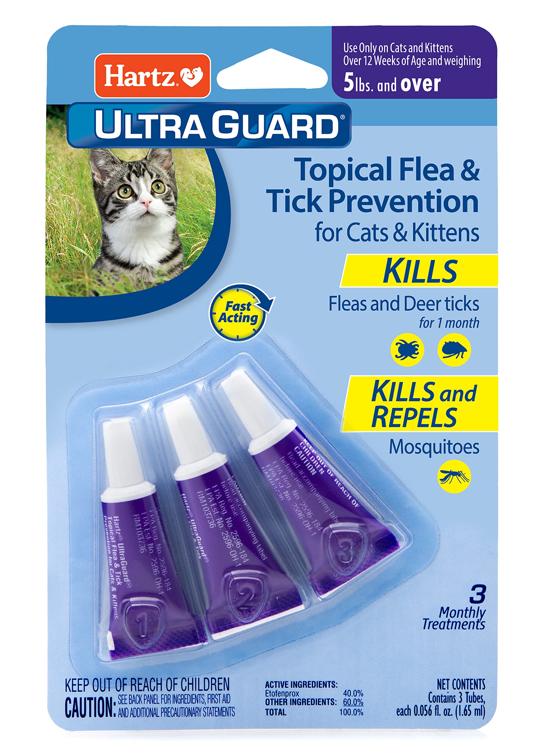Emballage Hartz UltraGuard montrant trois tubes faciles à utiliser.