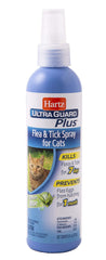 Hartz UltraGuard Plus bouteille-spray-8oz : efficacité rapide contre puces et tiques sur le chat.