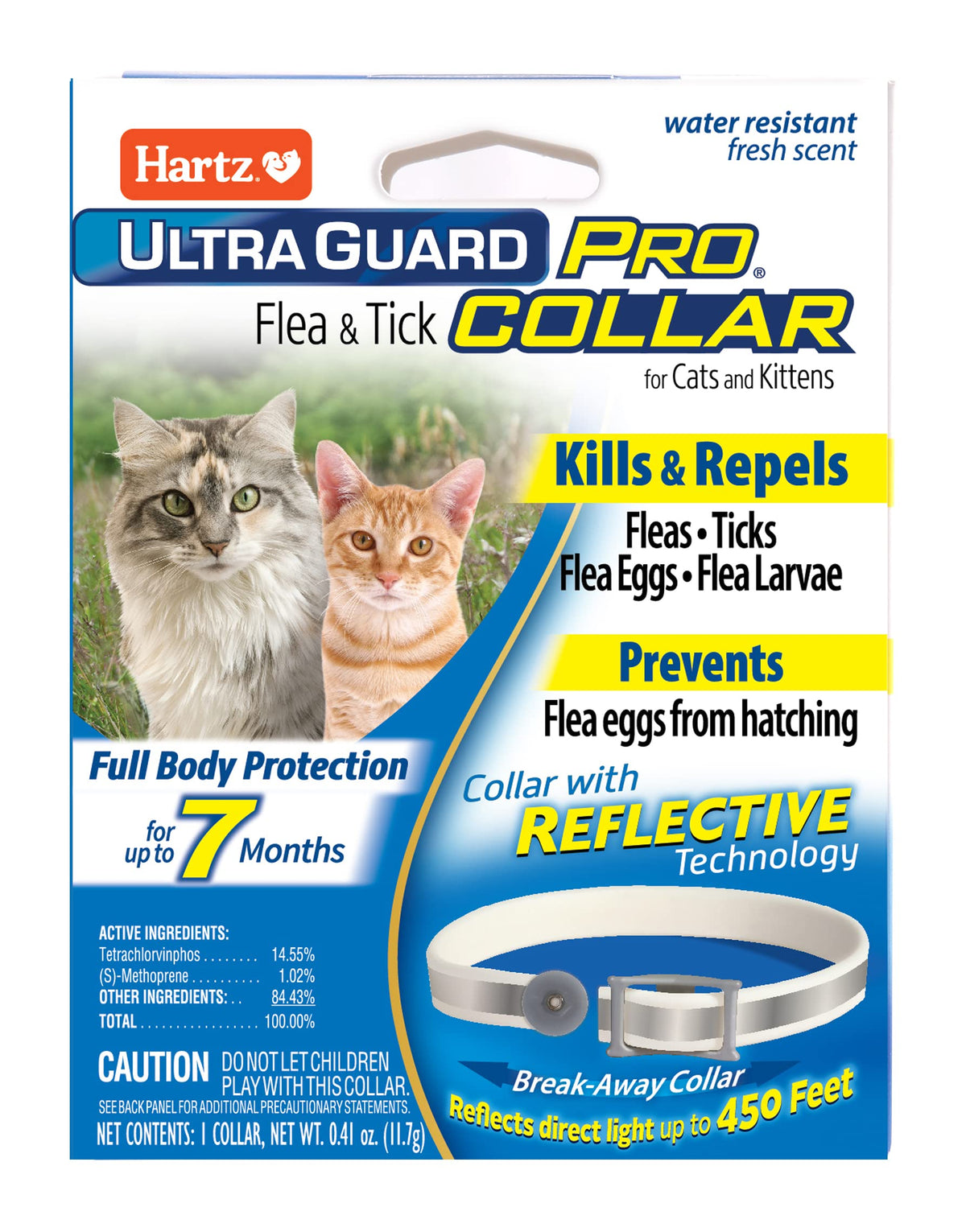 Collier Hartz UltraGuard Pro pour chat avec reflet, visibilité nocturne améliorée.