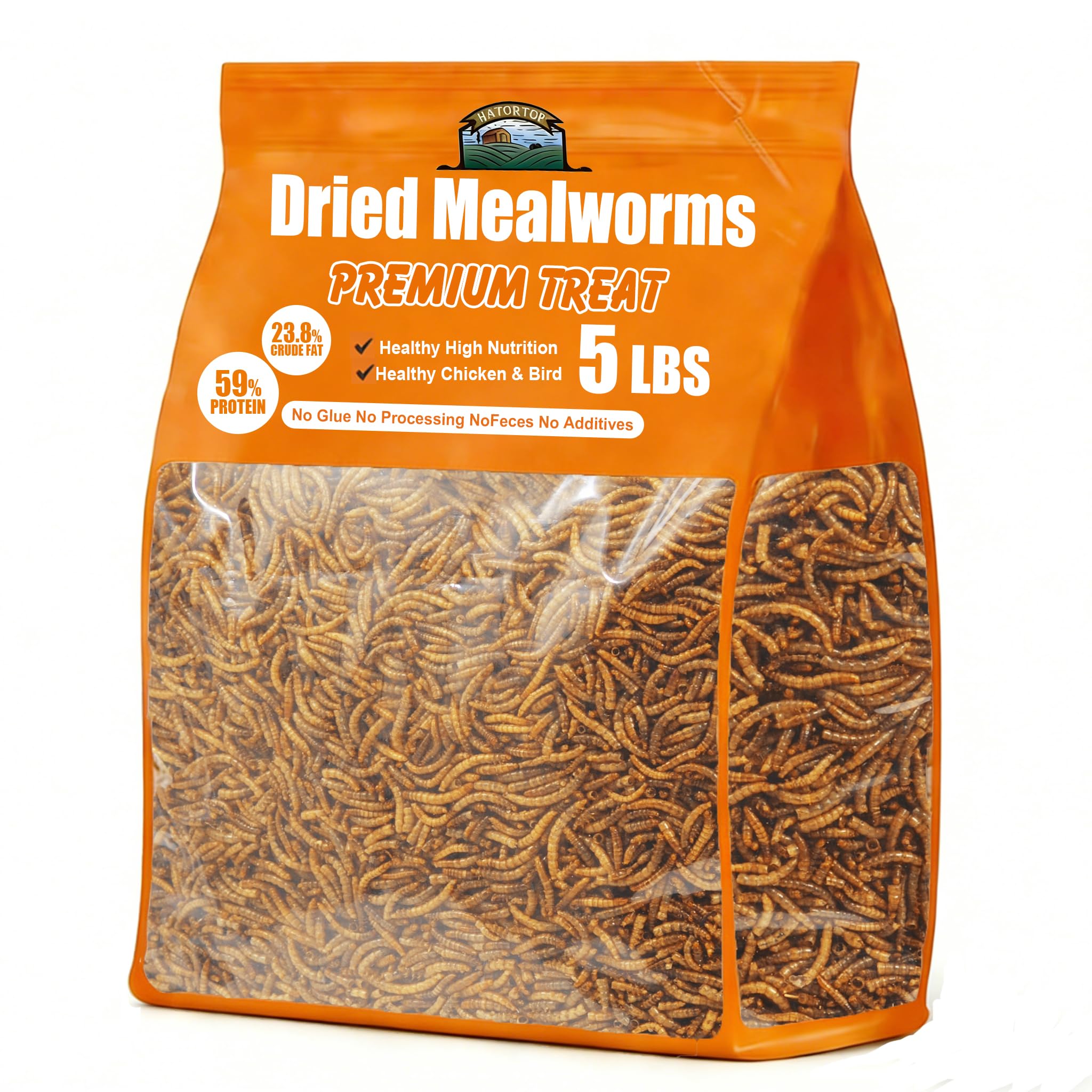 HATORTOP larves de farine sèches, emballage 5 kg, source naturelle de protéines pour volailles.