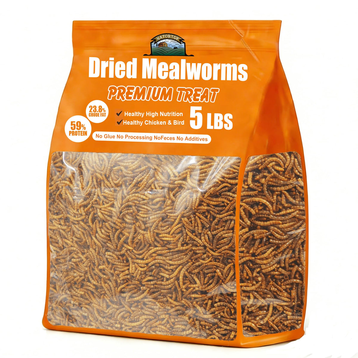 HATORTOP larves de farine sèches, emballage 5 kg, source naturelle de protéines pour volailles.