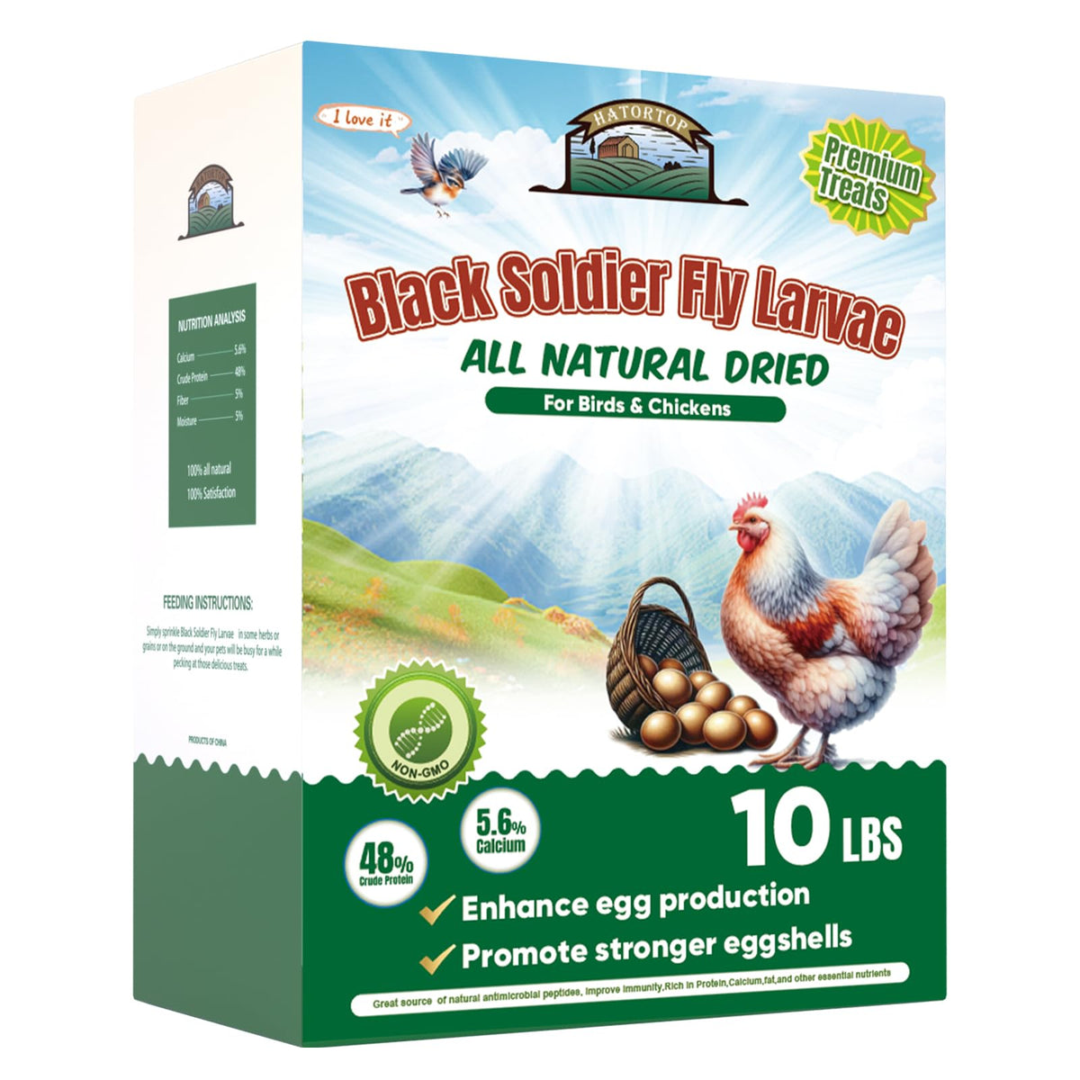 HATORTOP larves noires sèches – emballage refermable pour stockage pratique