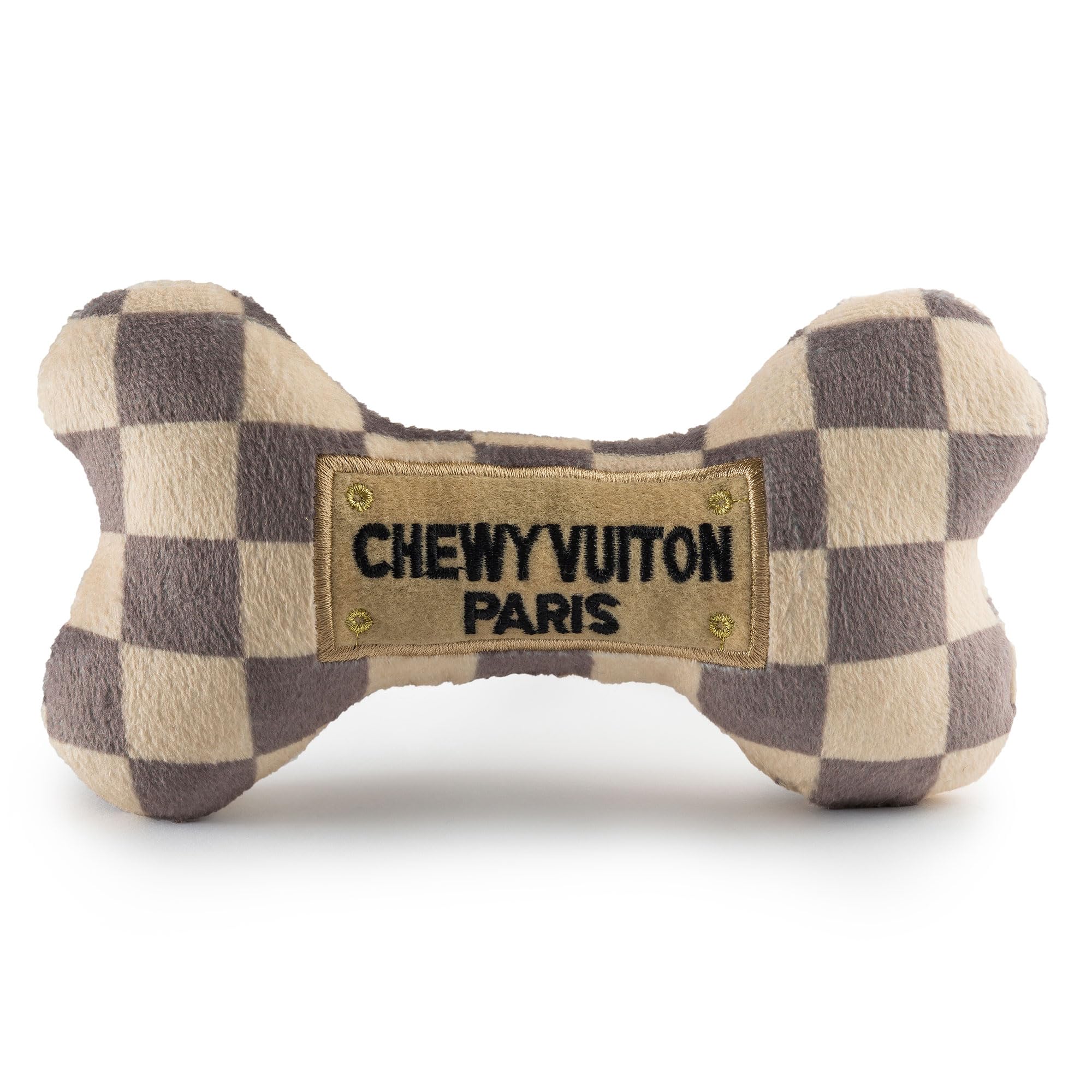 Chewy Vuiton Checker Bone par Haute Diggity Dog avec motif carreaux, divertissant et durable