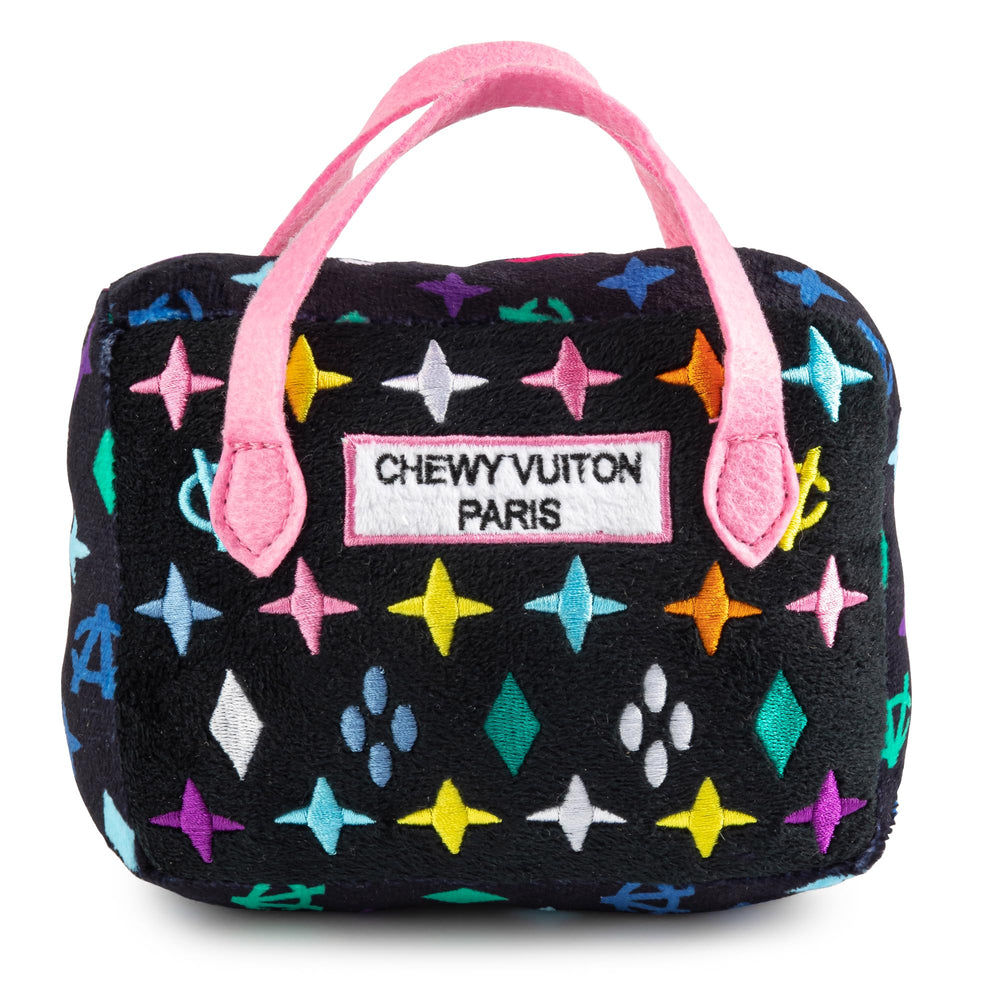 Haute Diggity Dog Chewy Vuiton sac noir avec sifflet intégré pour amusement.