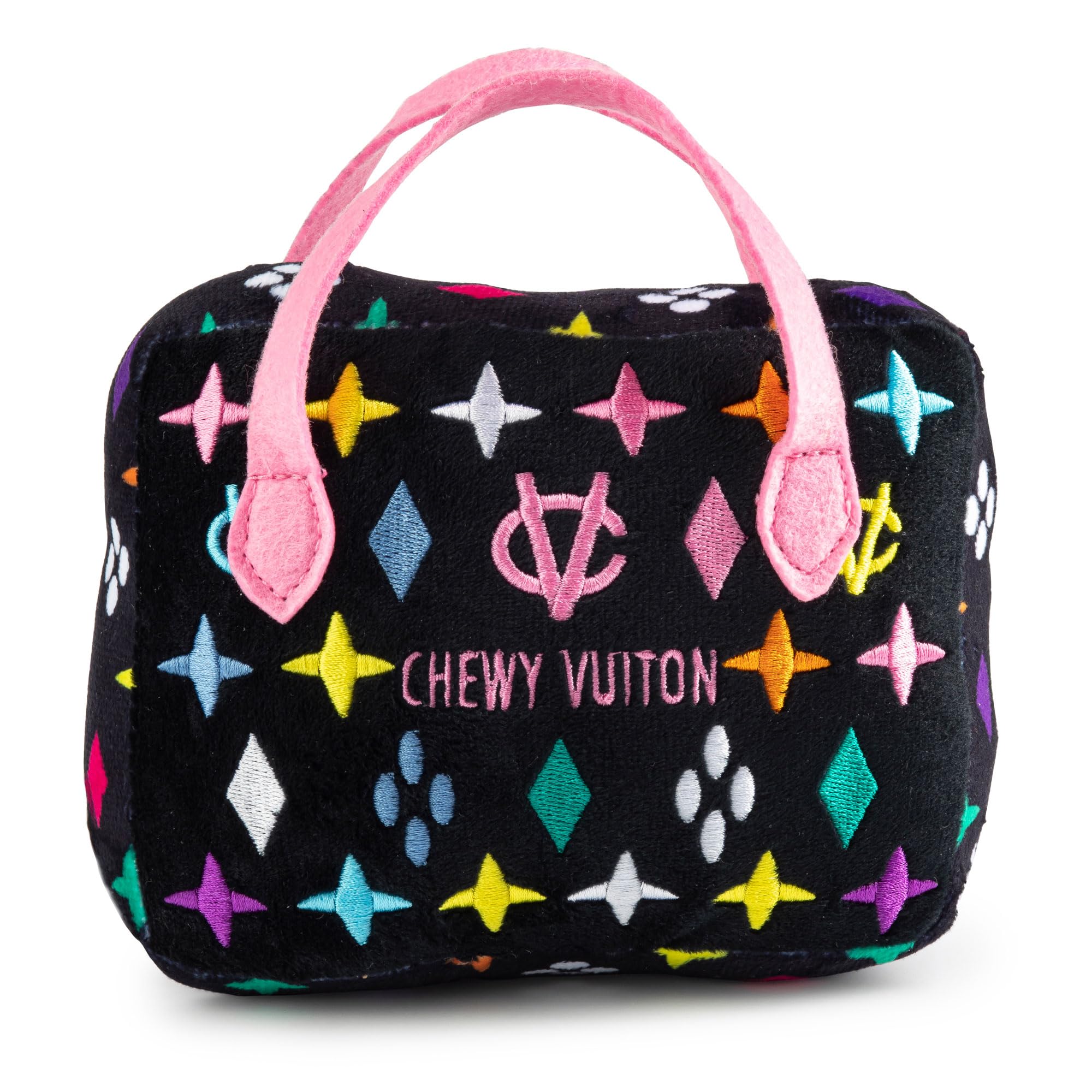 Détail sur le monogramme multicolore et l’esthétique chic du sac.