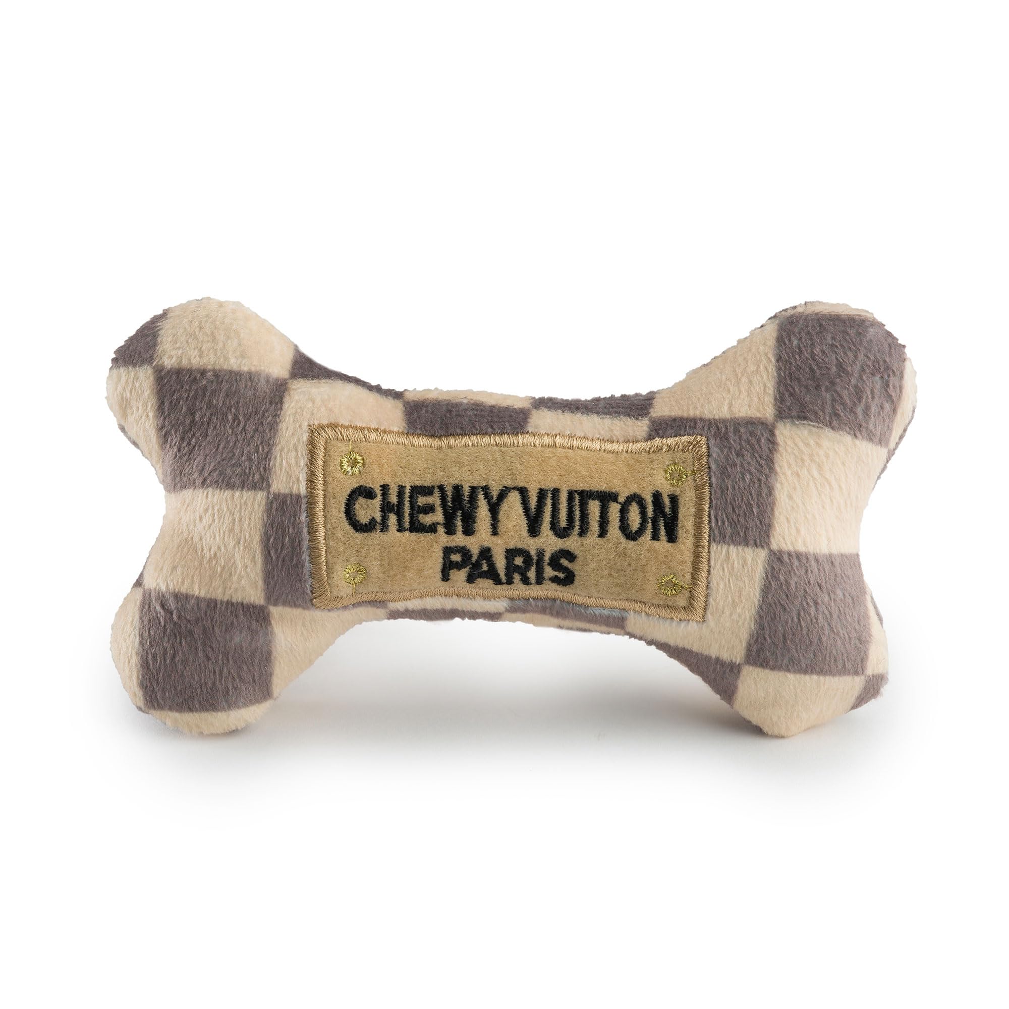 Haute Diggity Dog Checker Chewy Vuiton Os, jouet mordant élégant et sûr.