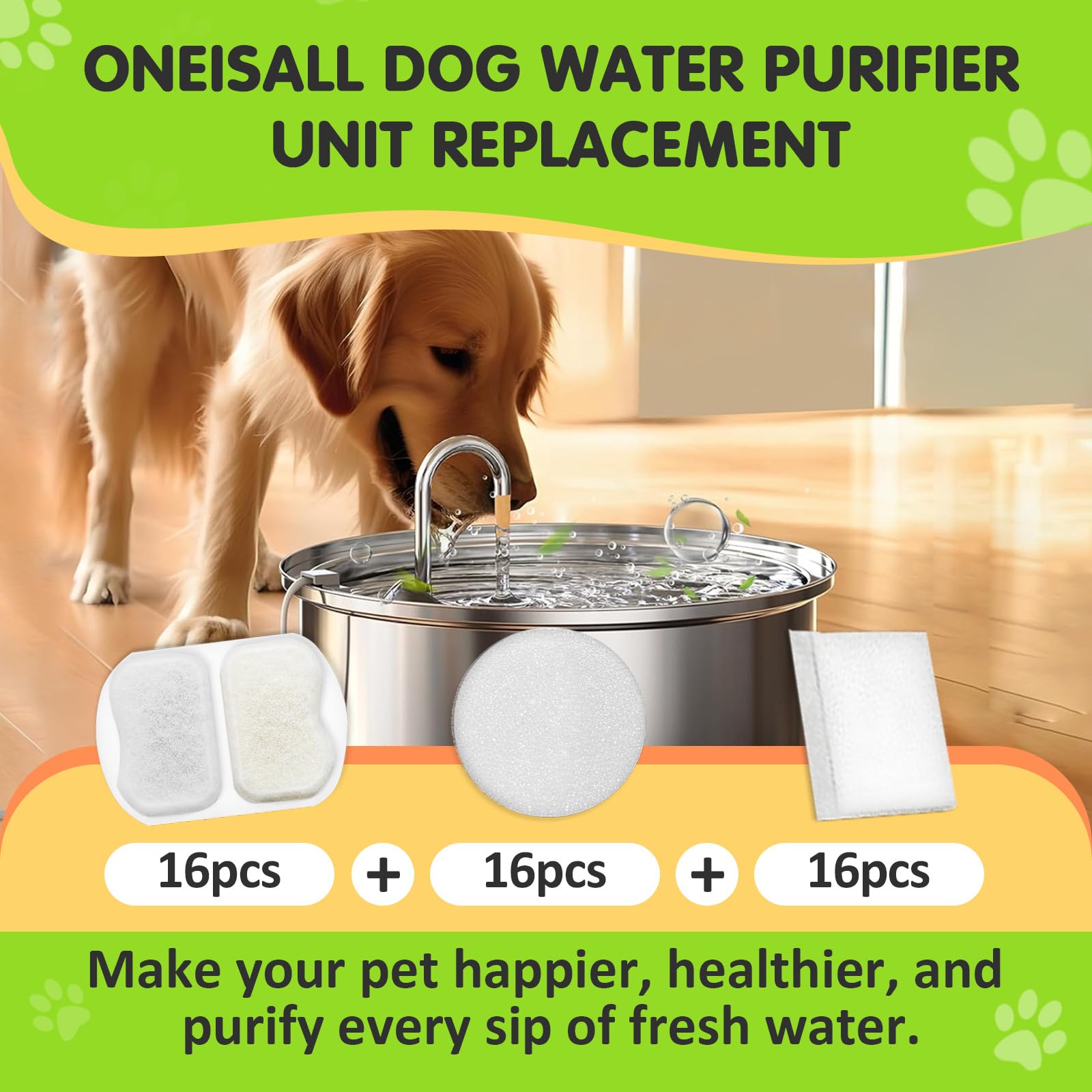 Système de filtration en 5 couches pour fontaine chien HAVANSIDY, eau plus limpide.