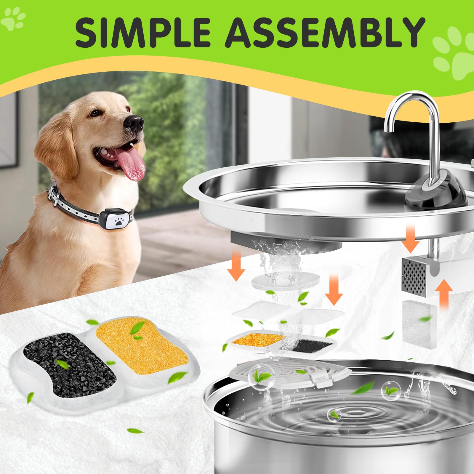 Lot de 16 filtres HAVANSIDY pour fontaine canine durable.