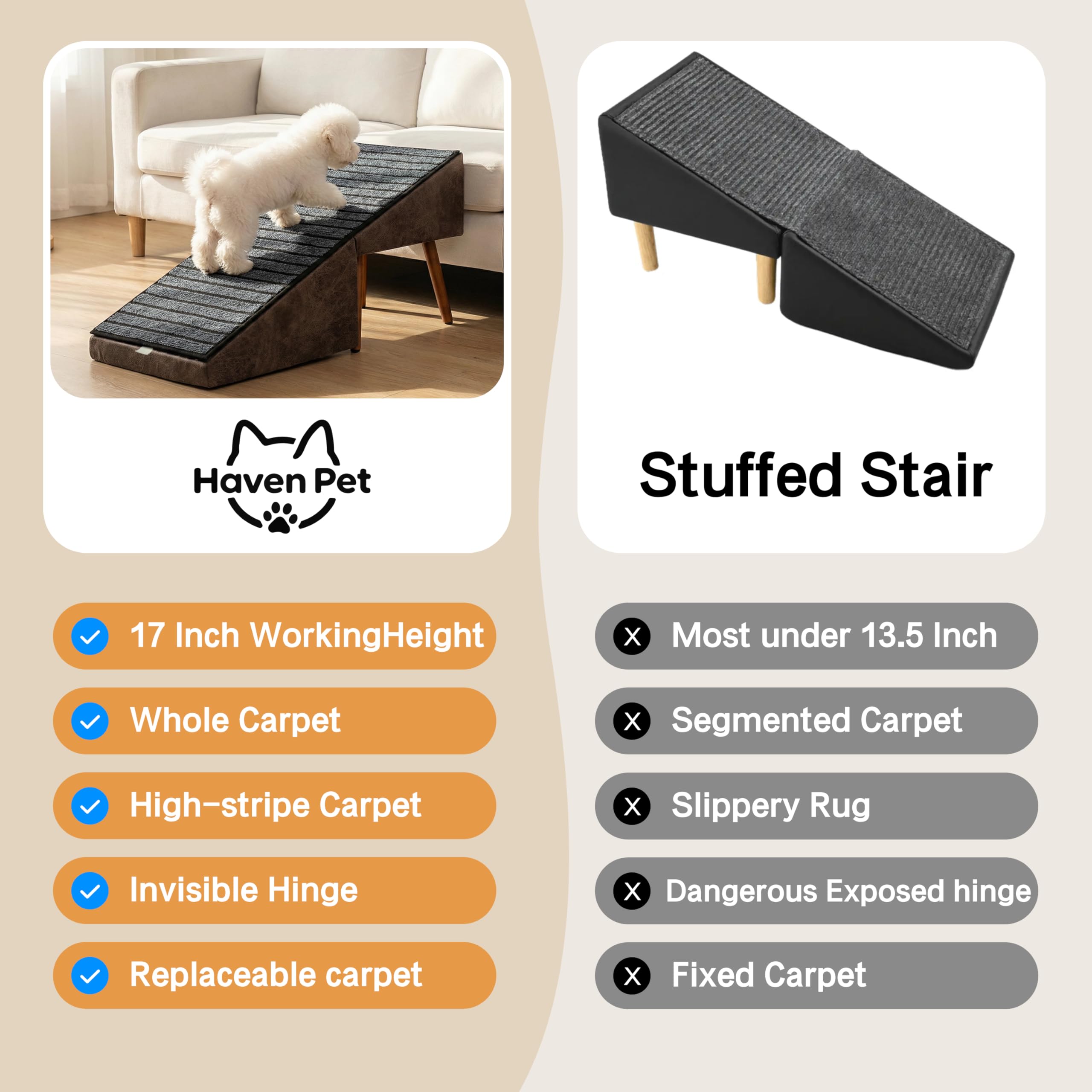 Haven Pet rampe 2-en-1 design pliable se transforme en ottoman.
