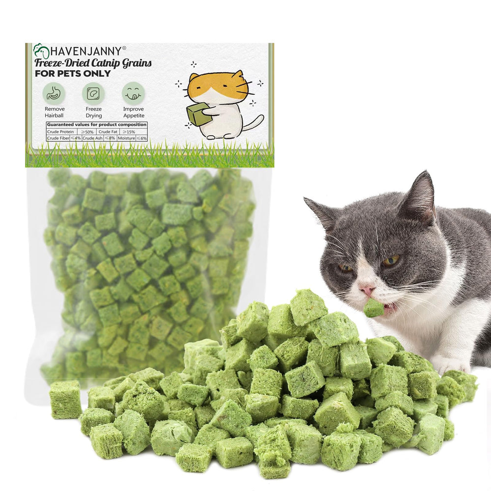 HavenJanny emballage d’herbe à chat lyophilisée, pratique pour démarrer le snack.