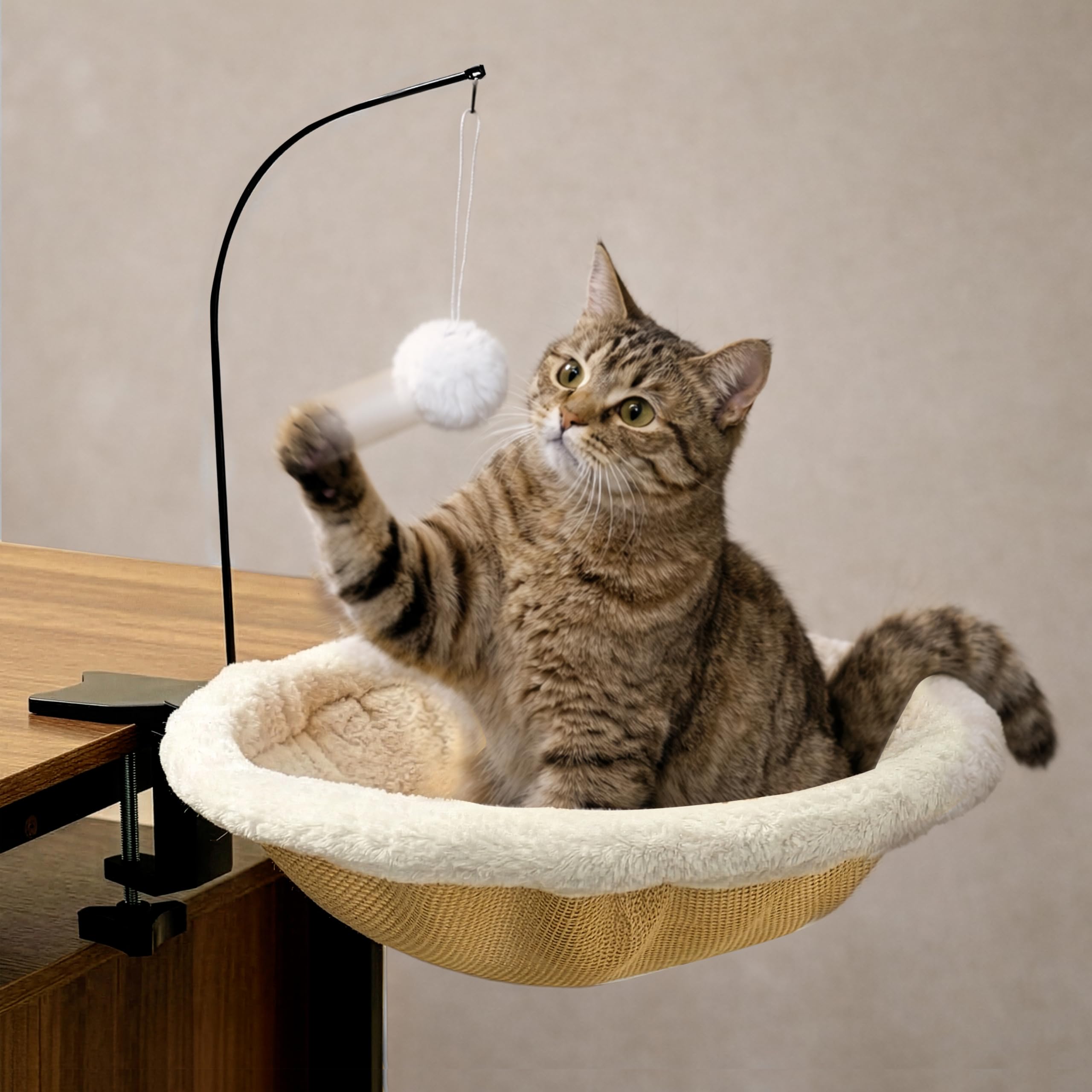 HAVENLOOM lit-chat bureau – hamac en peluche pour le confort du chat pendant le travail