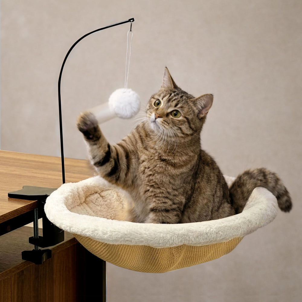 HAVENLOOM lit-chat bureau – hamac en peluche pour le confort du chat pendant le travail