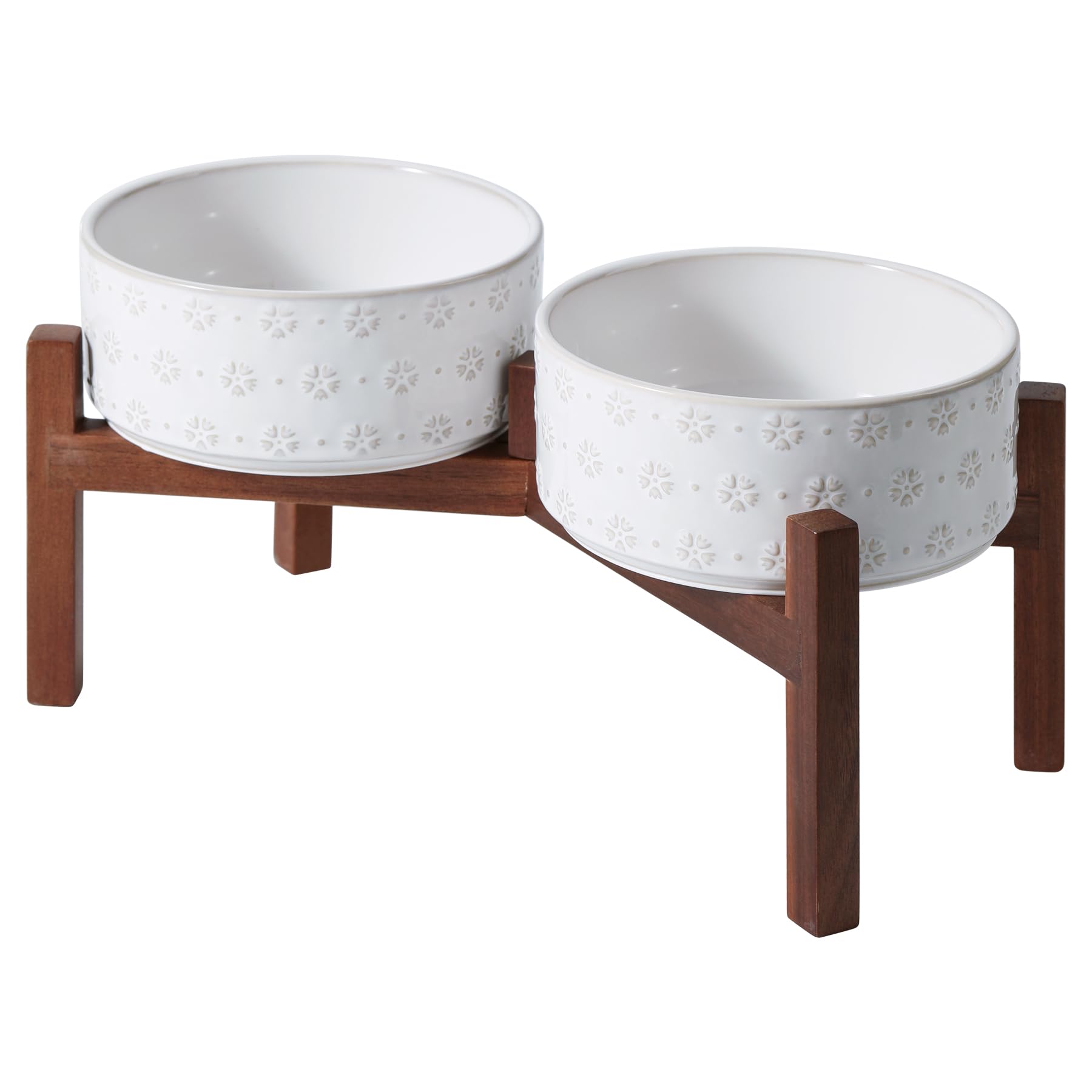 Havniva bol céramique élevé avec socle acacia, posture de repas améliorée.