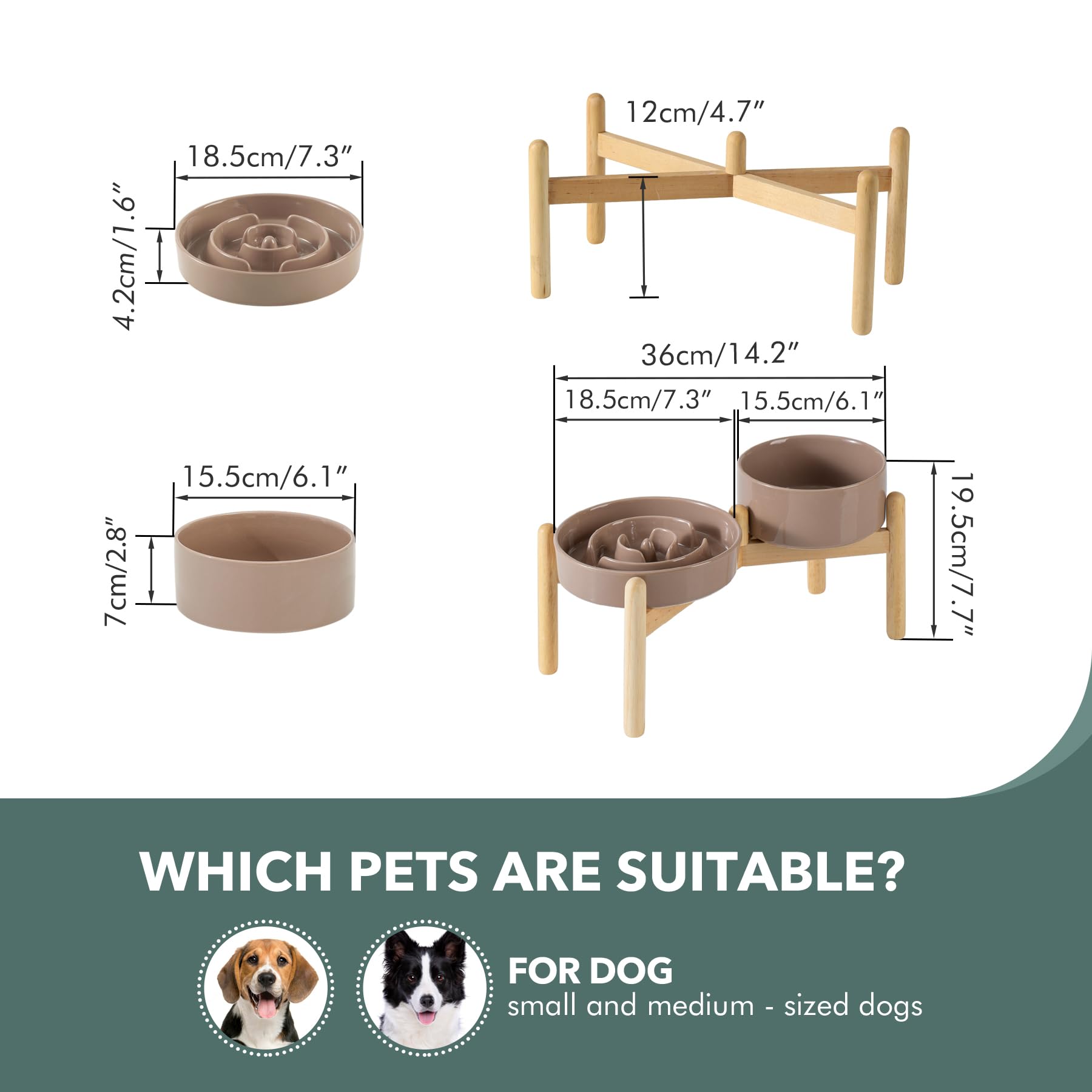 Bol en céramique surélevé Havniva, confort postural pour chien.
