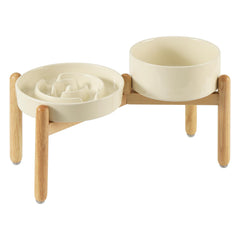 Havniva bol élevé 7,3 pouces sur socle bois, posture saine pendant le repas.