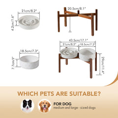 Support bois acacia Havniva surélevé pour bol chien.