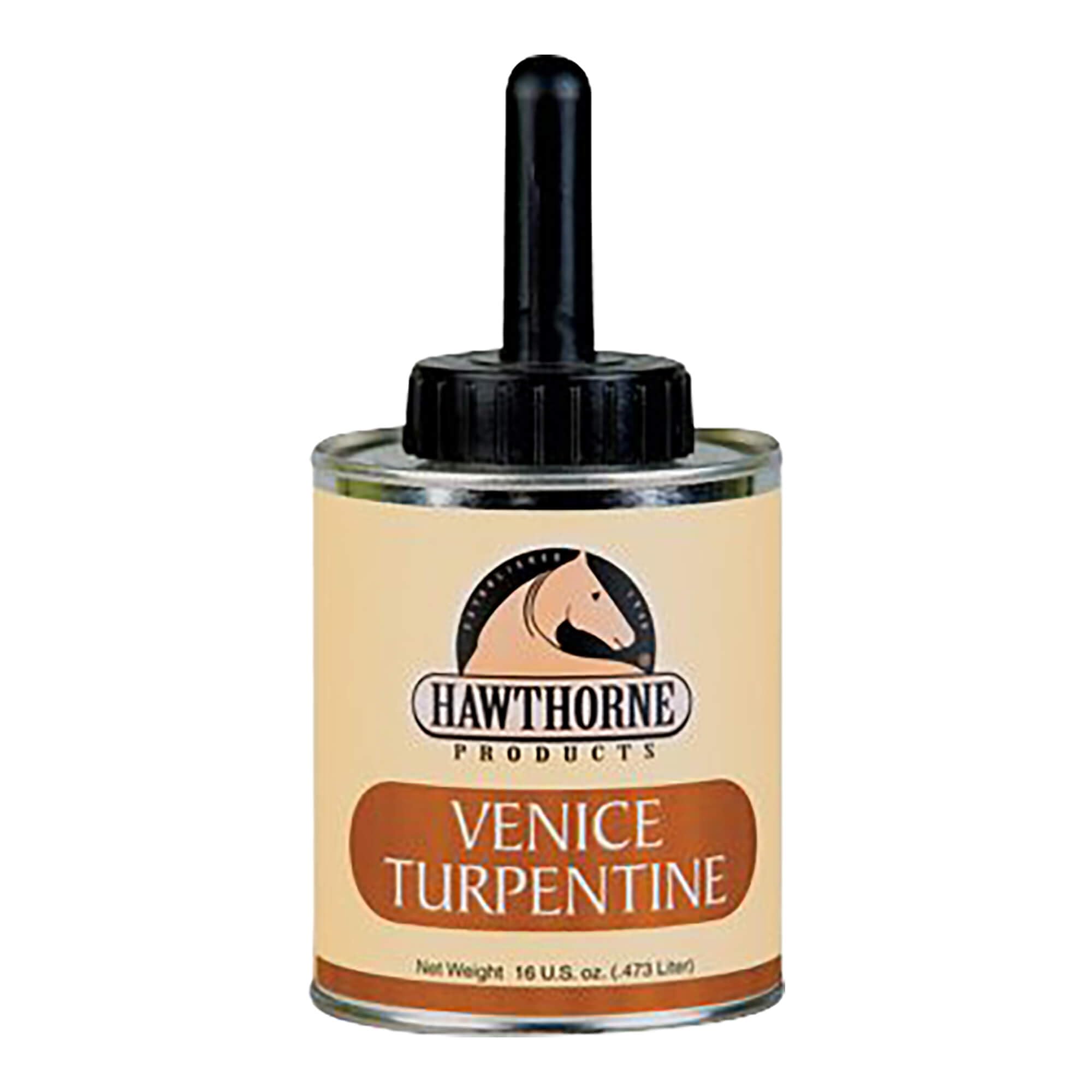 Bouteille Hawthorne Venice Turpentine de 16 oz, antiseptique potentiel pour petites blessures.