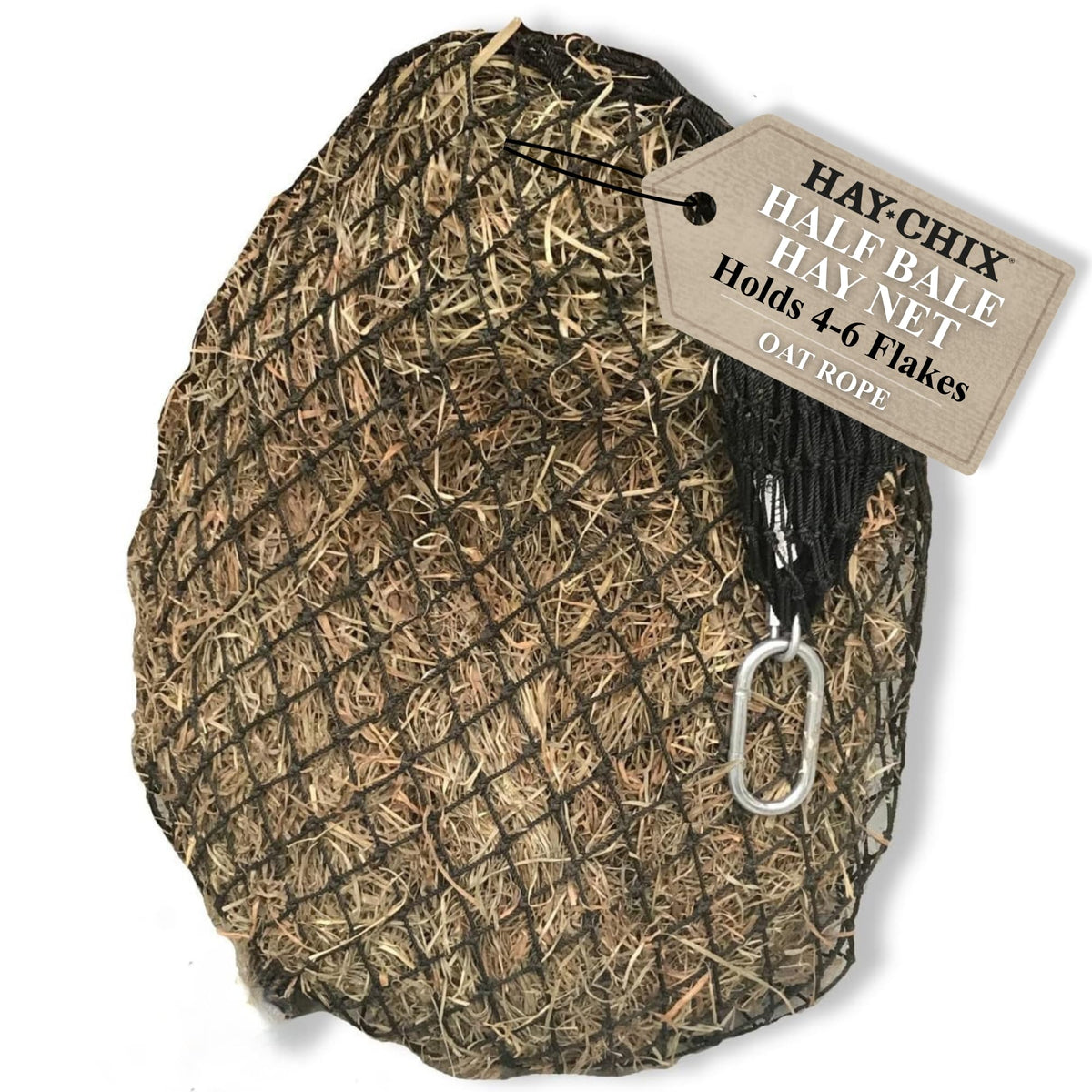 Hay Chix net de foin ouvert montre un remplissage rapide et pratique.