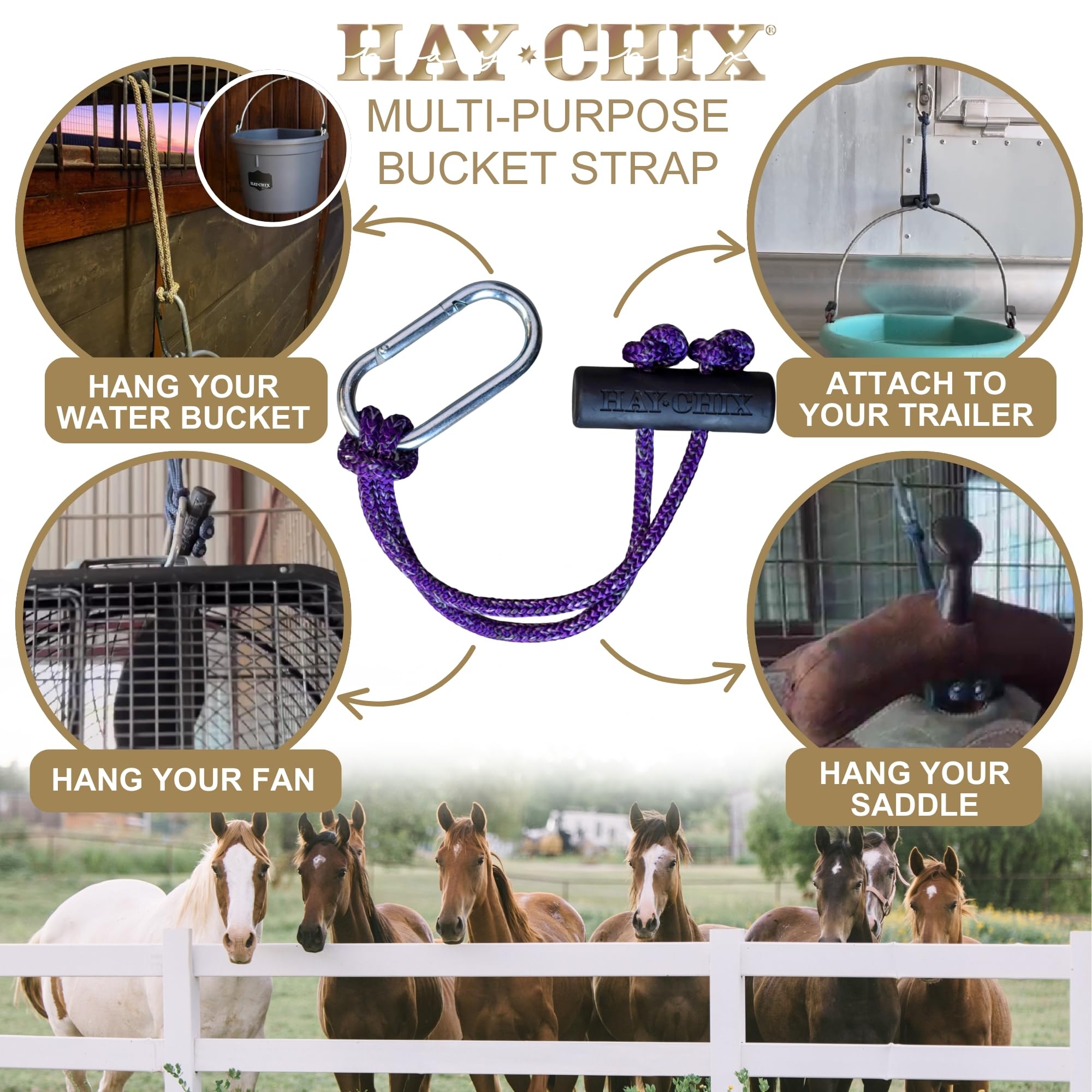Hay chix permet de suspendre selles et accessoires, pratique au show