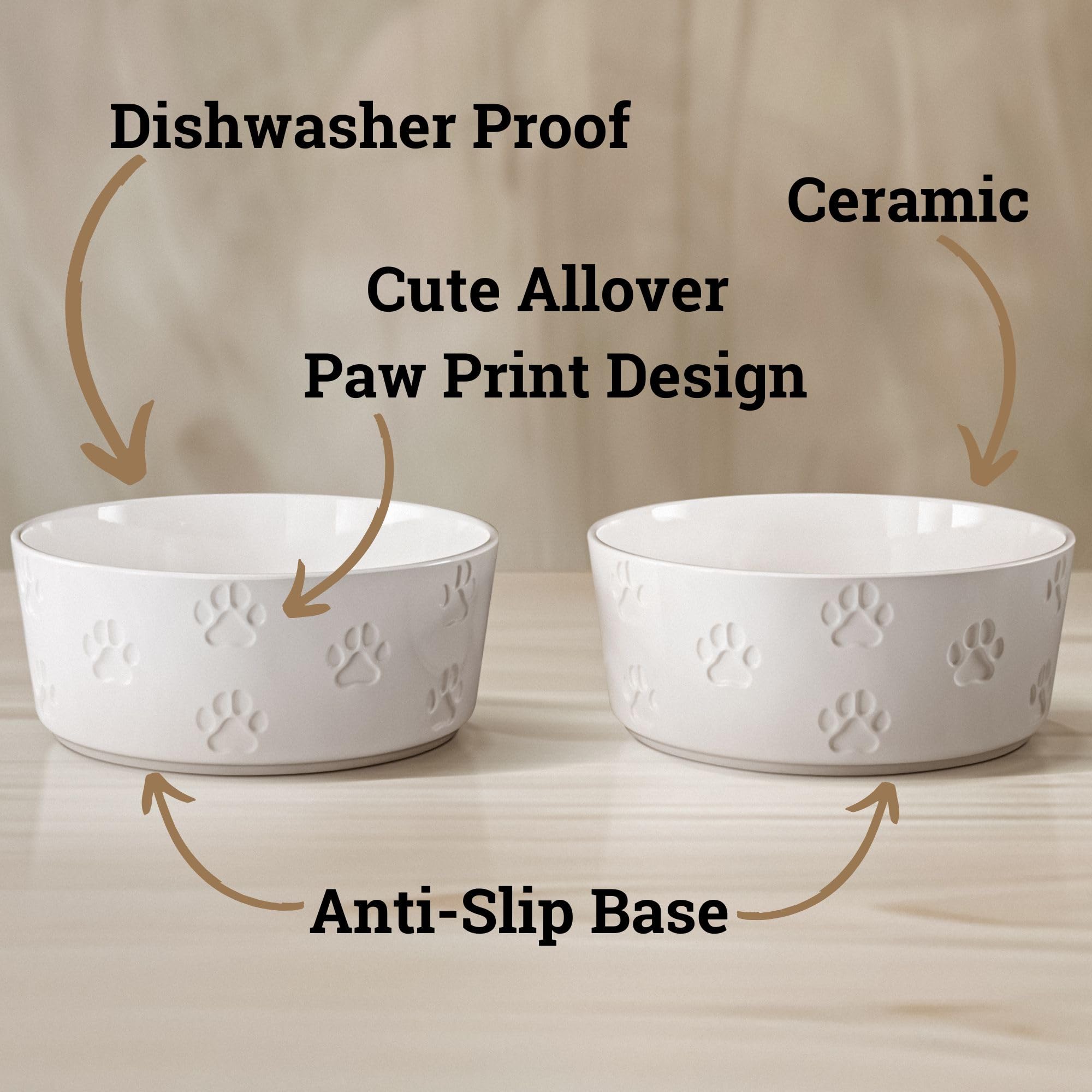 HB Design Co bol chien ceramique impressions pattes, touche décorative