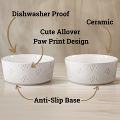 HB Design Co bol chien ceramique impressions pattes, touche décorative