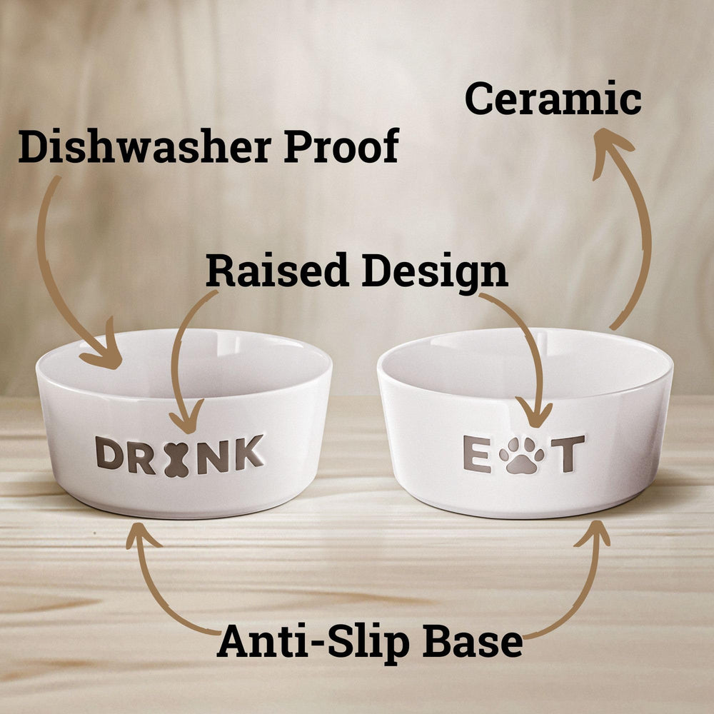Bols HB Design Co, capacité 3,8 tasses par bol pour nourriture ou eau.
