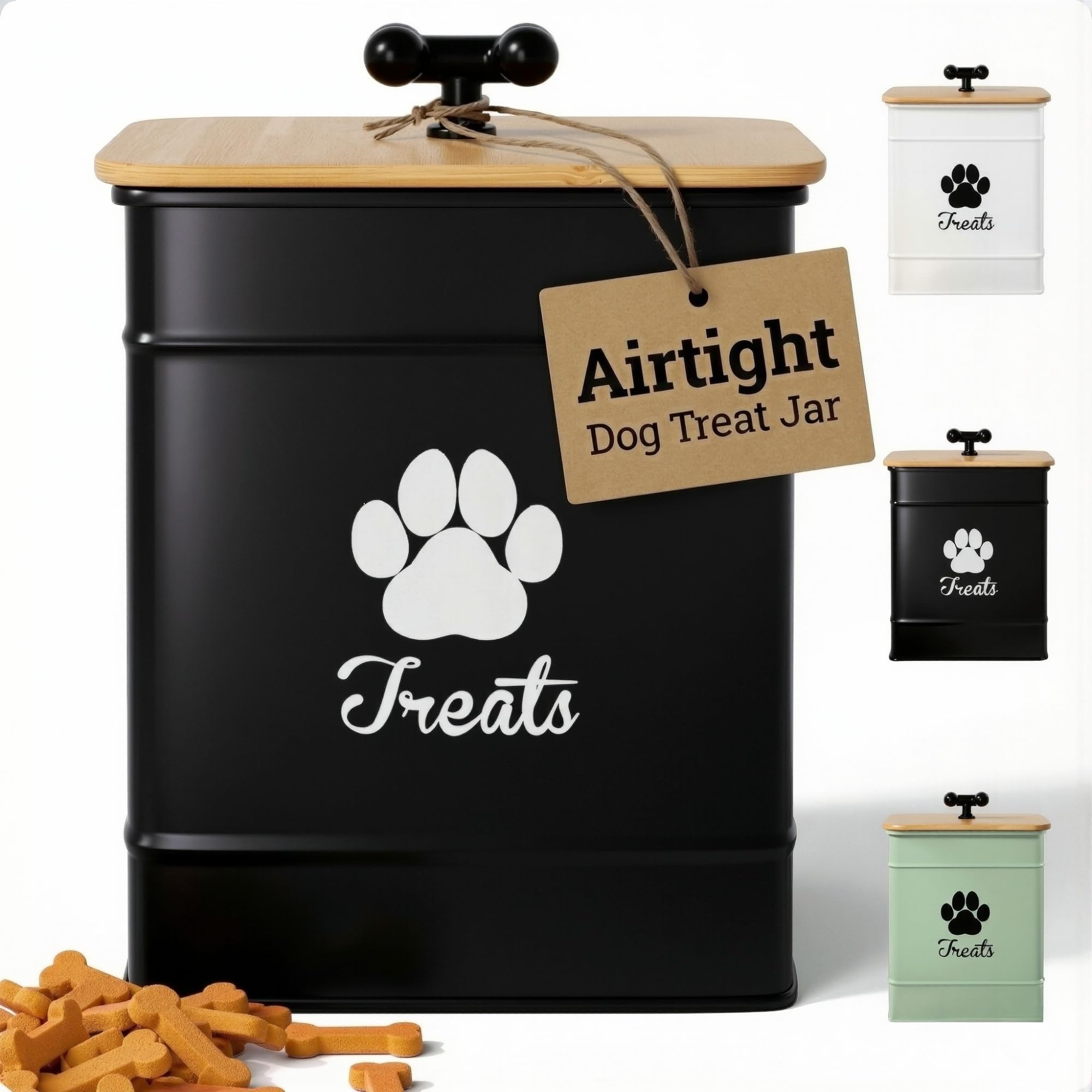HB Design Co Conteneur friandises chien, grande capacité, idéal sur comptoir