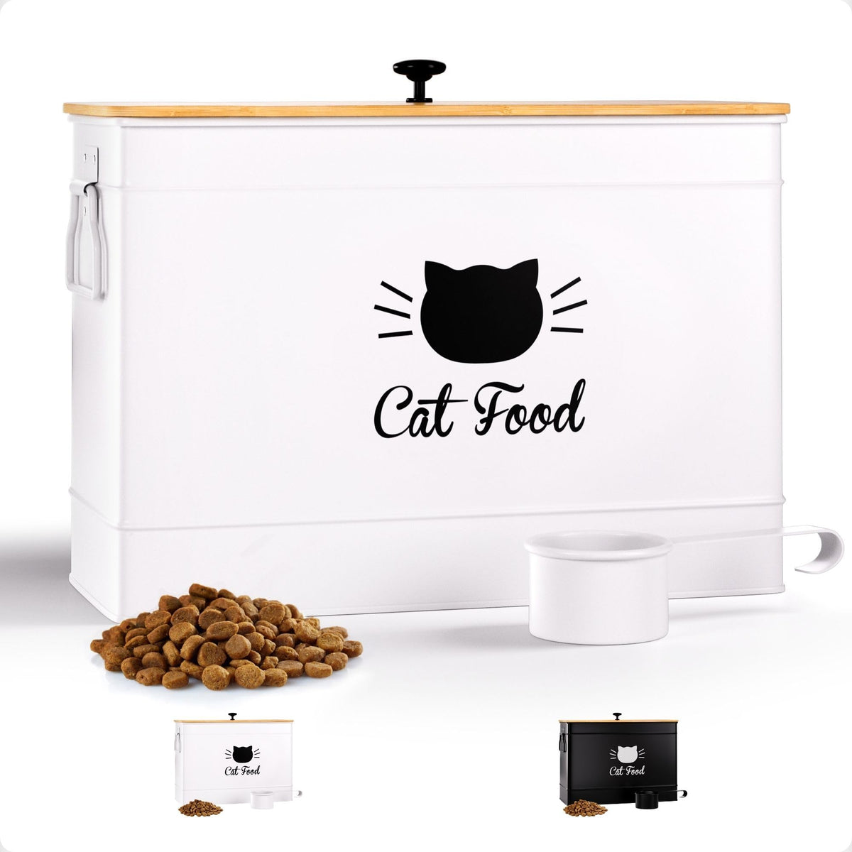 HB Design Co Conteneur nourriture chat avec louche métallique pratique et durable