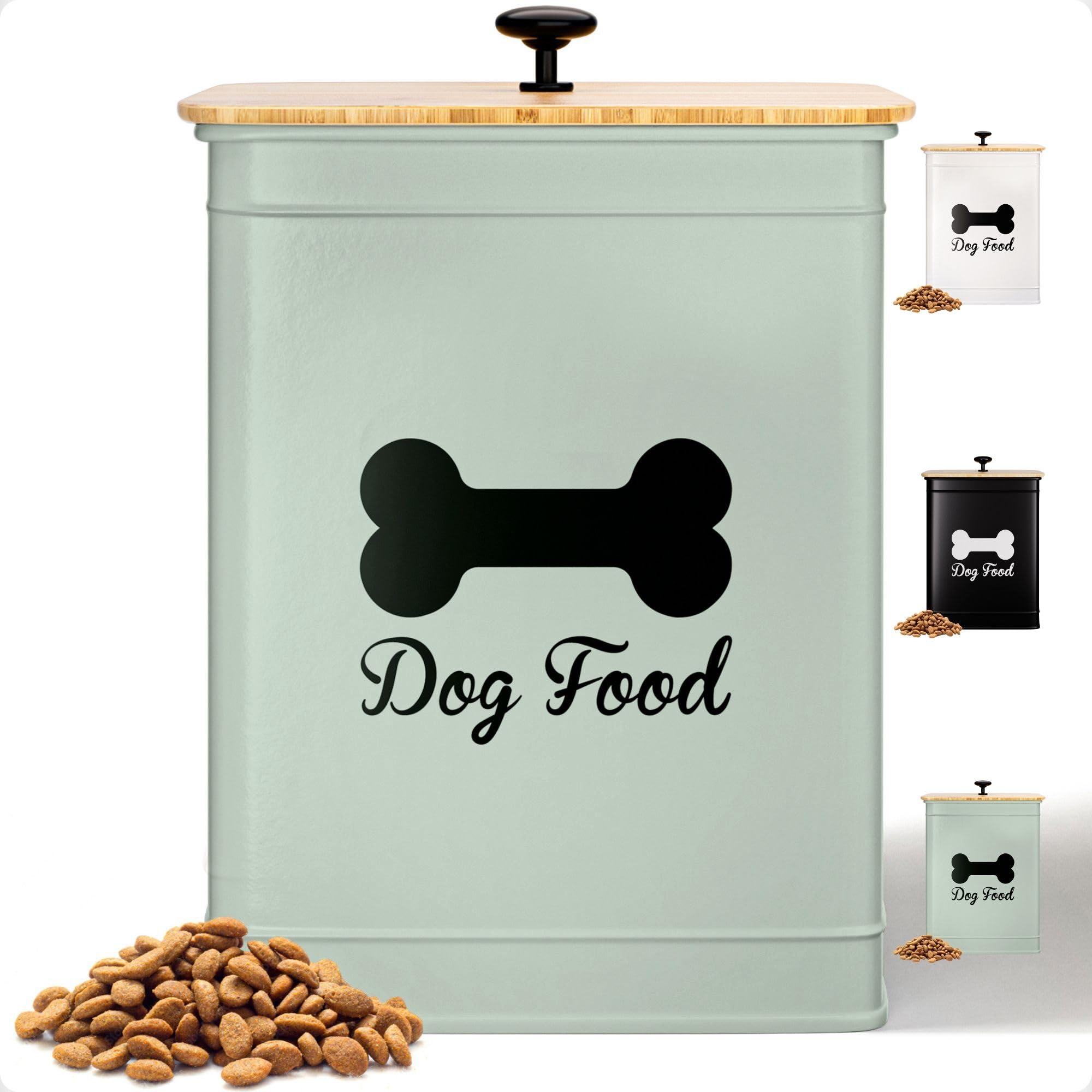 HB Design Co Conteneur nourriture chien étanche avec couvercle bambou pour fraîcheur