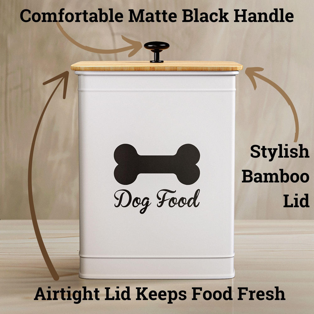 HB Design Co conteneur chien ouverture large et poignée métallique pour verser facilement
