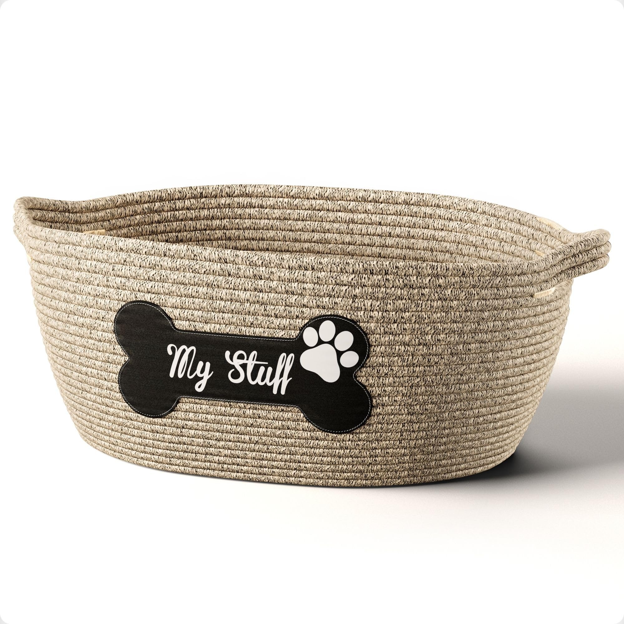 HB Design Co Panier à jouets chien en corde coton, rangement durable.