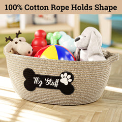 HB Design Co Panier à jouets chien en coton, accès facile et propre.